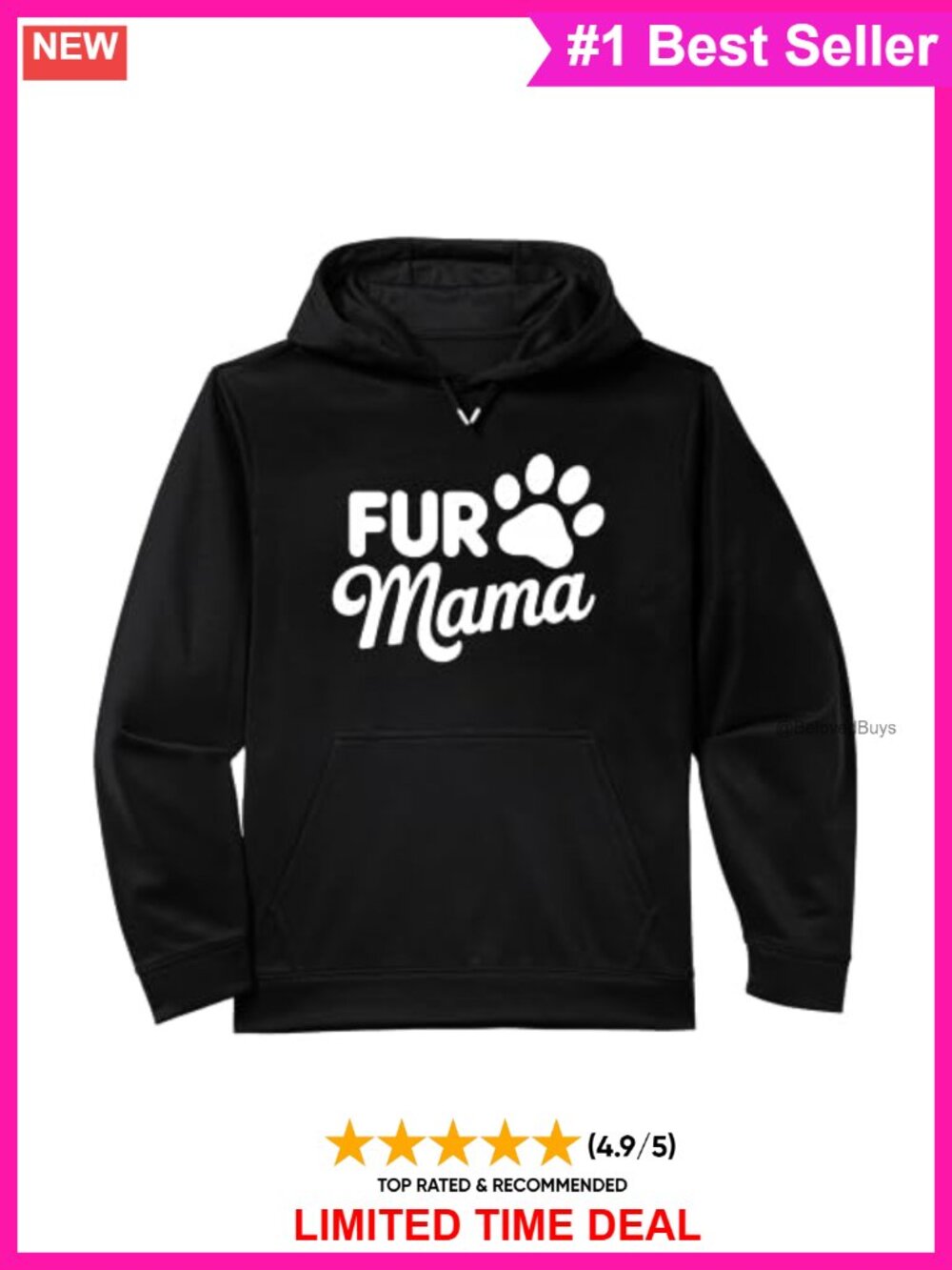 Fur Mama Pet Mom Performance Hoodie Long Sleeve Relaxed Fit